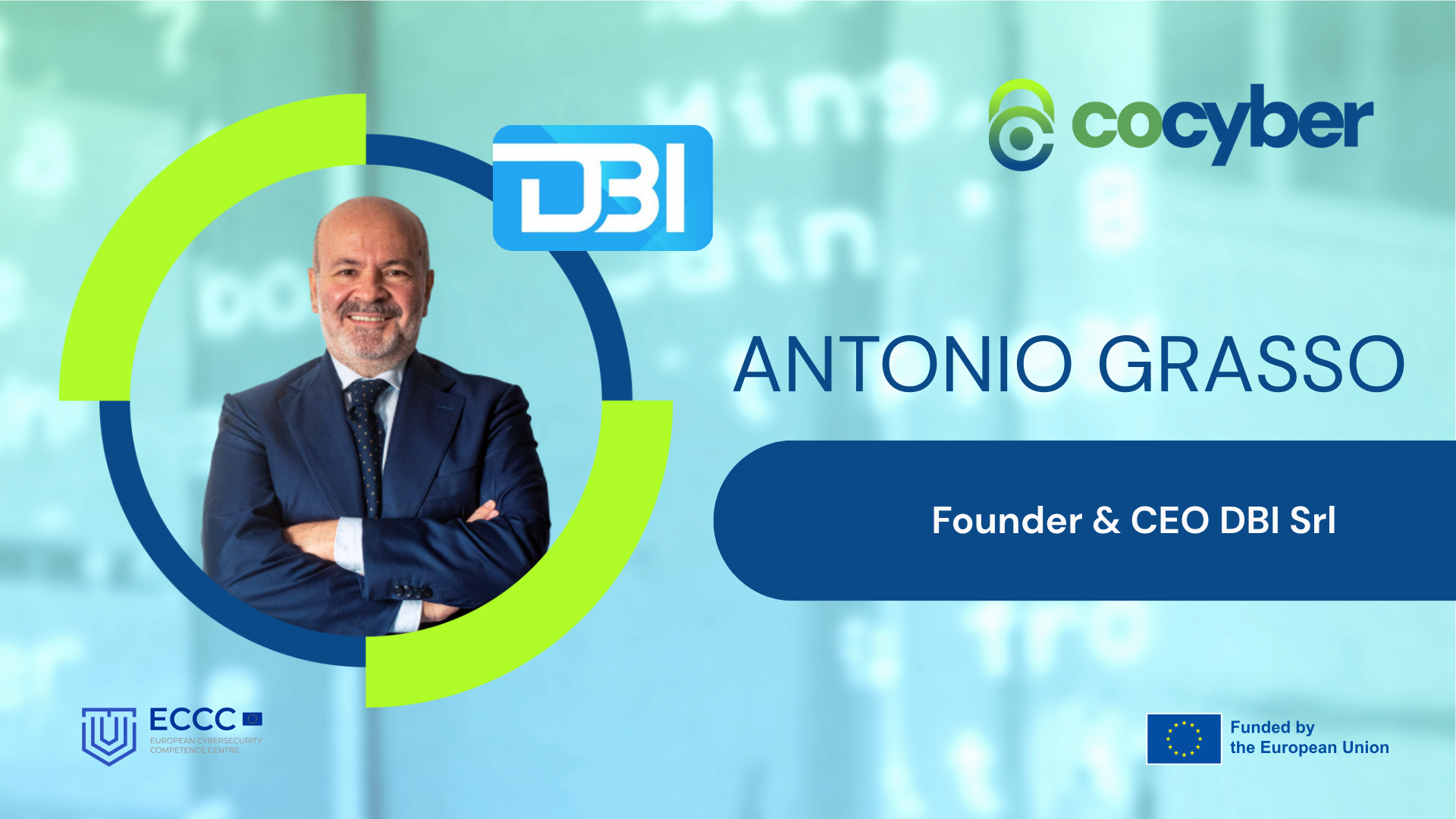image with writing and picture of a COcyber Batch 1 Ambassador, Antonio Grasso